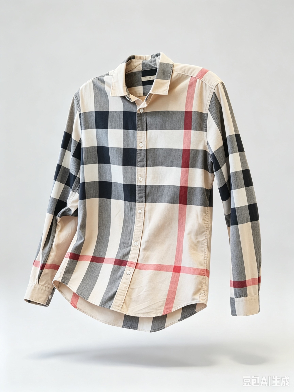 Burberry Beige Plaid Button-Up Shirt